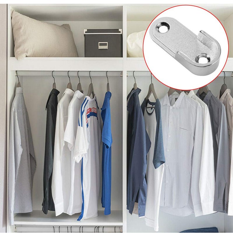 Eyech 40pcs Zinc Alloy Hardware Oval Closet Rod End Supports 16mm x 30mm Wardrobe Flange Bracket Holder - Image 5